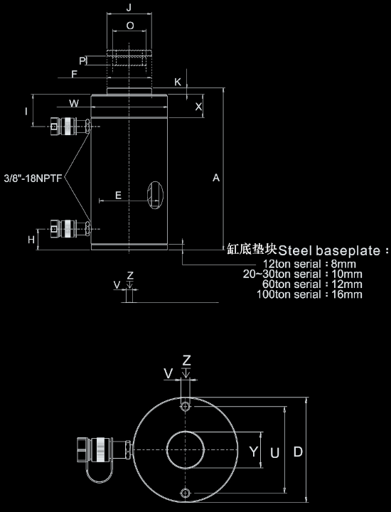 rrh双作用中空液压千斤顶